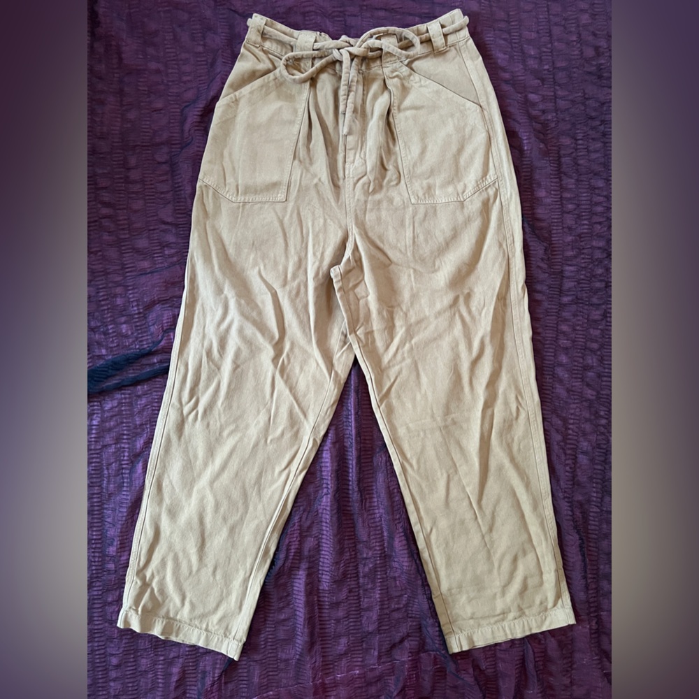 Free People Dark Khaki Trousers with Cord Belt Size XL